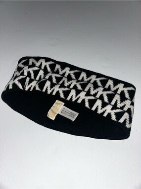 Michael Kors Black and White MK Logo Knit Headband
